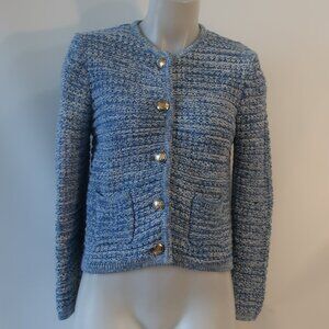 Womens ba&sh Blue Chunky Knit Lady Cardigan Sweater XS